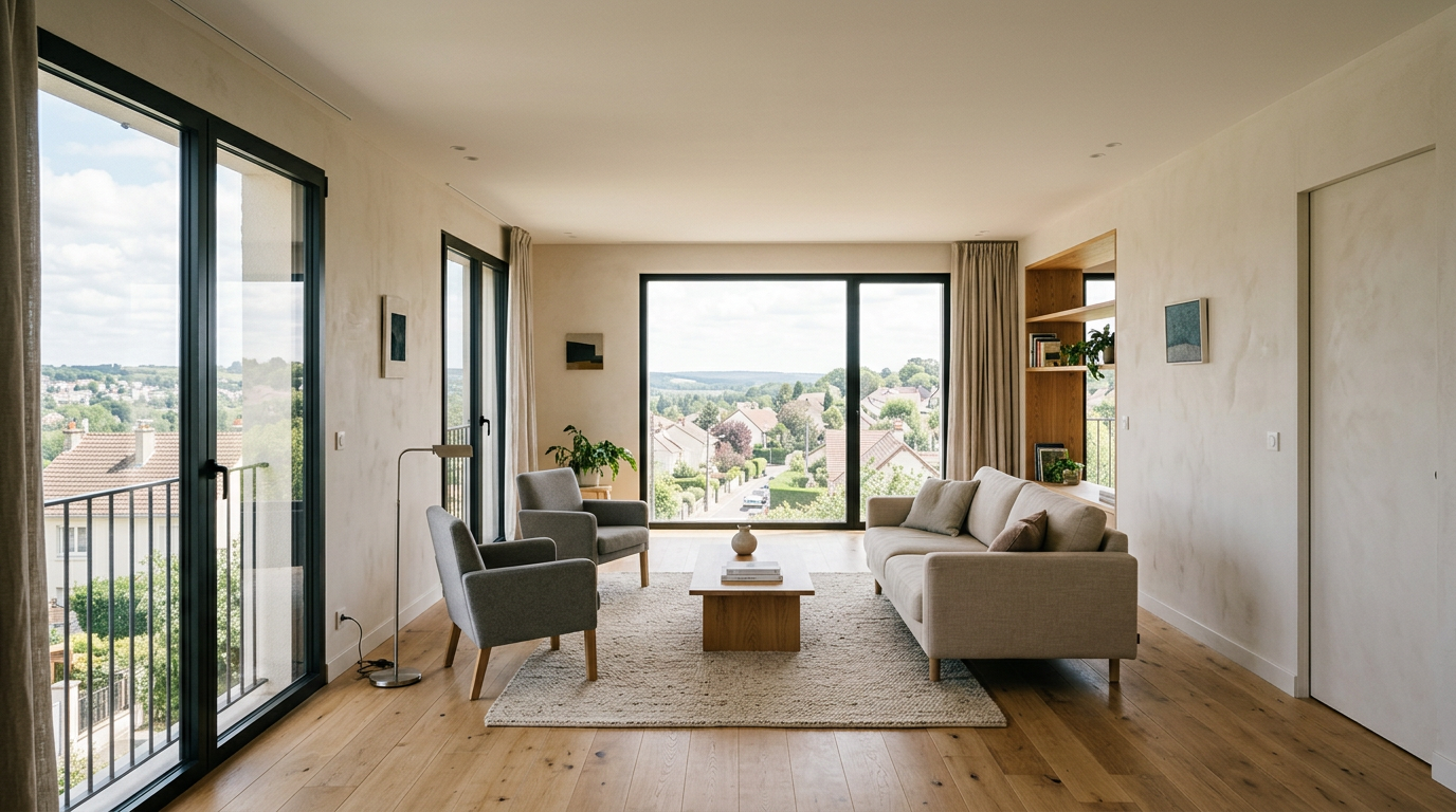 Séjour rénové dans une maison des coteaux de Deuil-la-Barre