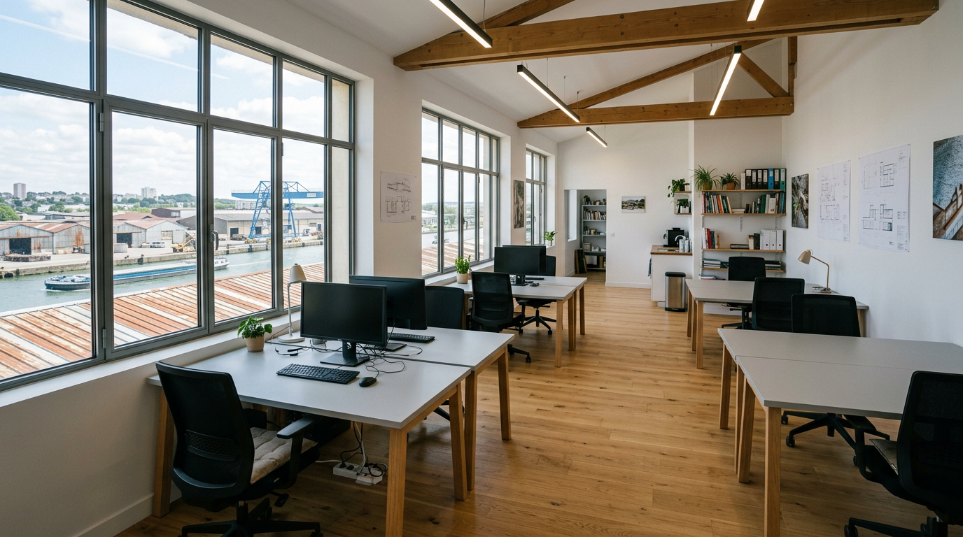 Petit bureau rénové près du port et de la zone d'activités de Saint-Ouen-l'Aumône