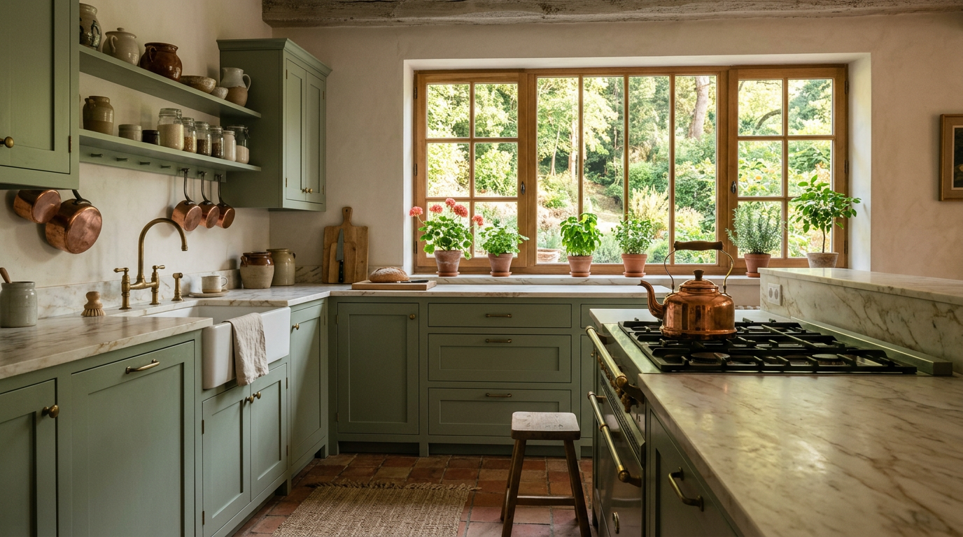 Cuisine rénovée dans une maison de Meudon, lumière de forêt