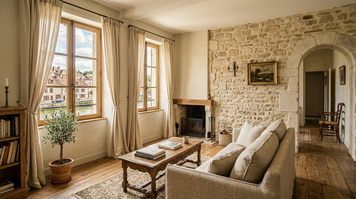 Séjour rénové dans un appartement du centre de Lagny-sur-Marne