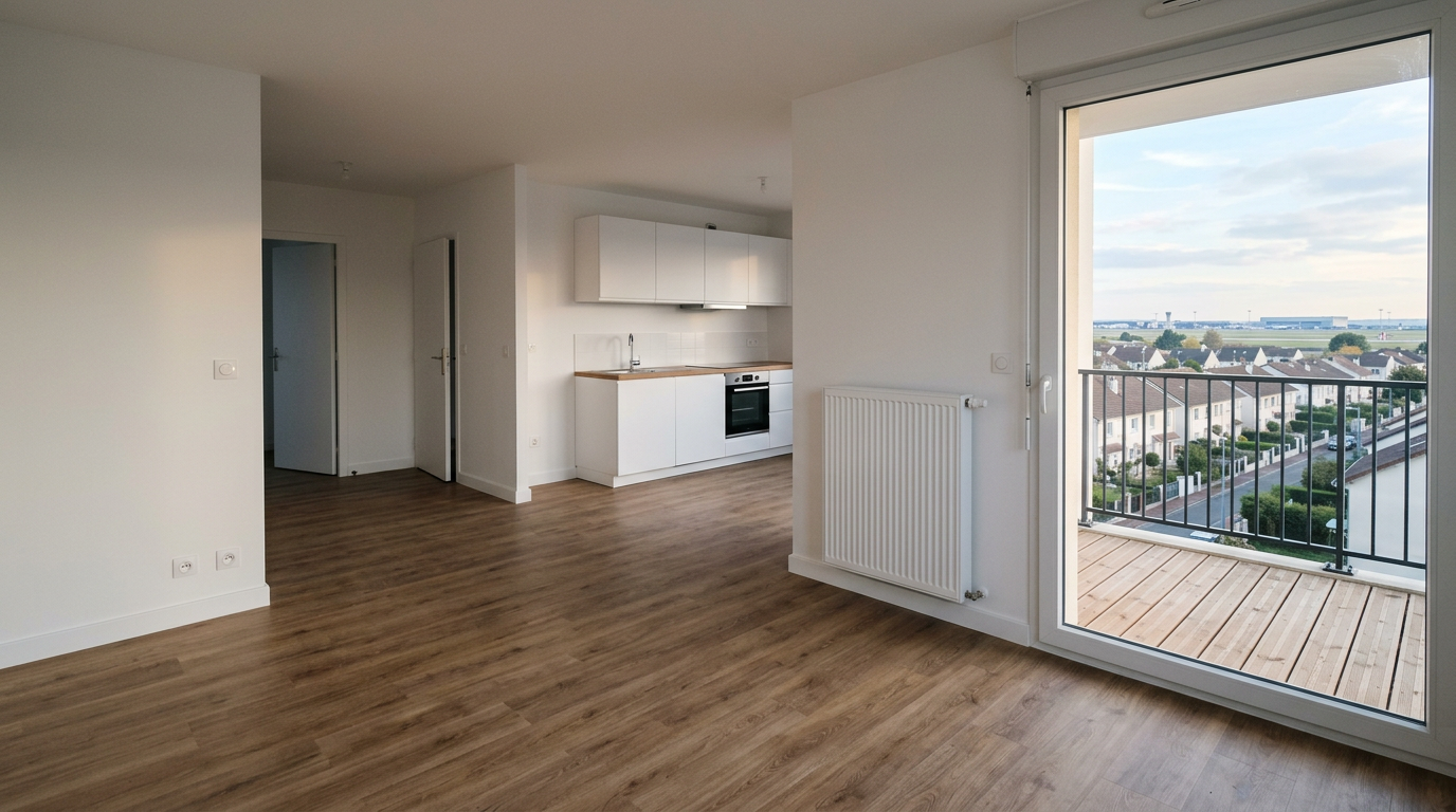 Appartement rénové au Blanc-Mesnil, séjour et cuisine
