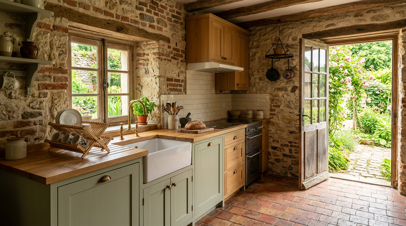 Cuisine rénovée dans une maison de pierre à Limay