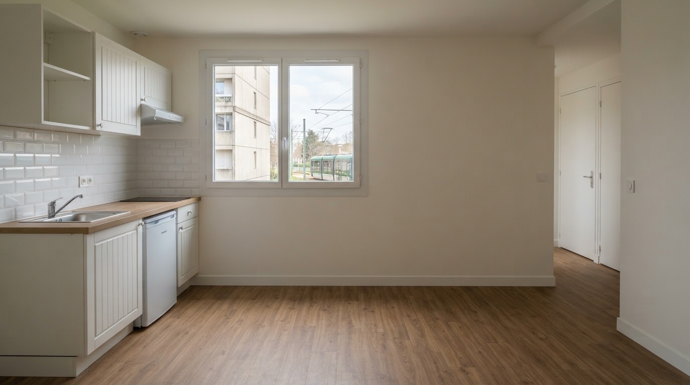Studio rénové près du campus de Villetaneuse, kitchenette neuve et sol clair