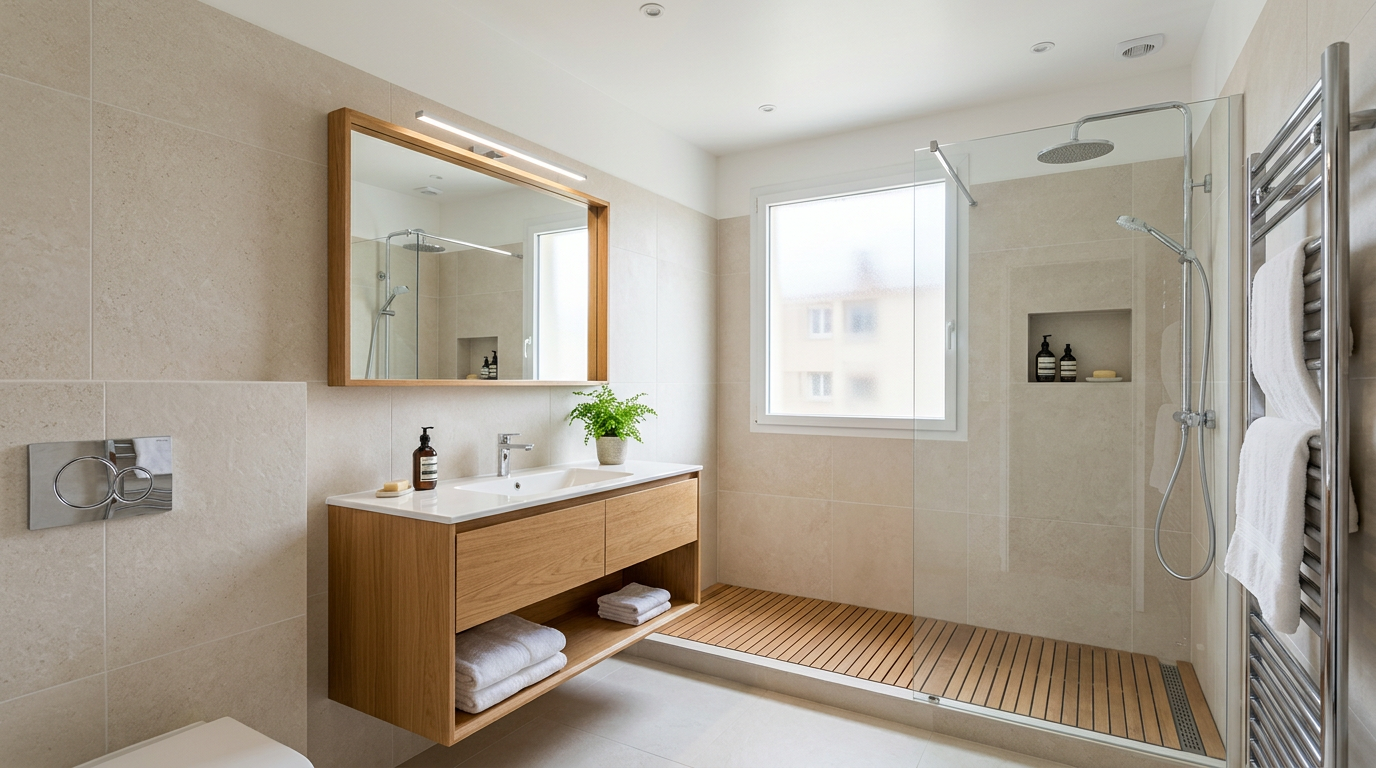 Salle de bain rénovée dans un appartement de Longjumeau