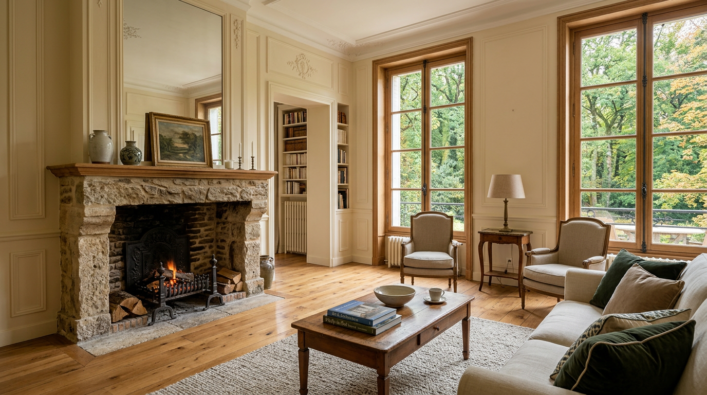 Séjour rénové dans une maison bourgeoise près de la forêt de Marly-le-Roi