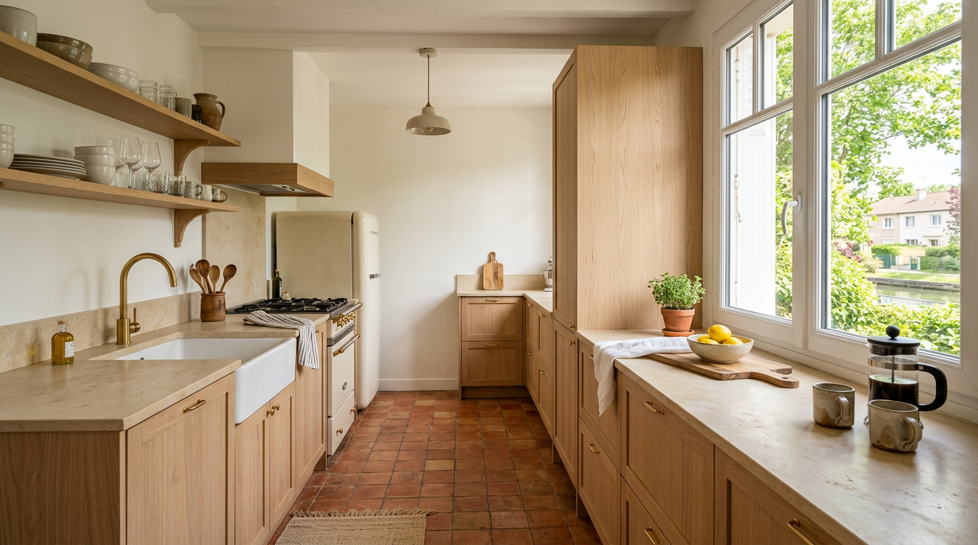 Cuisine rénovée dans un appartement de Sevran, près du canal