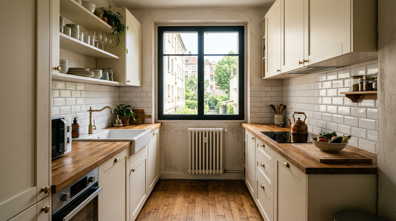 Cuisine rénovée dans un appartement des années 1930 à Juvisy-sur-Orge
