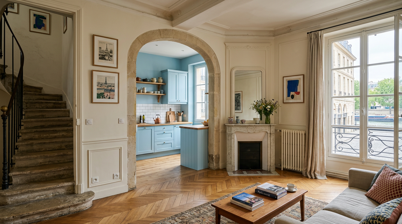 Appartement de centre-ville rénové à Choisy-le-Roi, parquet et moulures