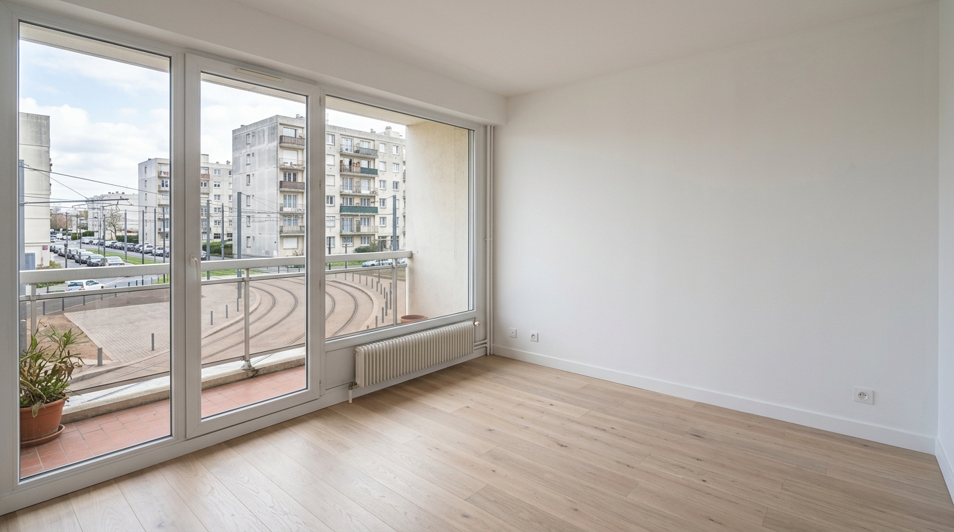 Séjour rénové dans une copropriété de Pierrefitte-sur-Seine, vue sur le T11