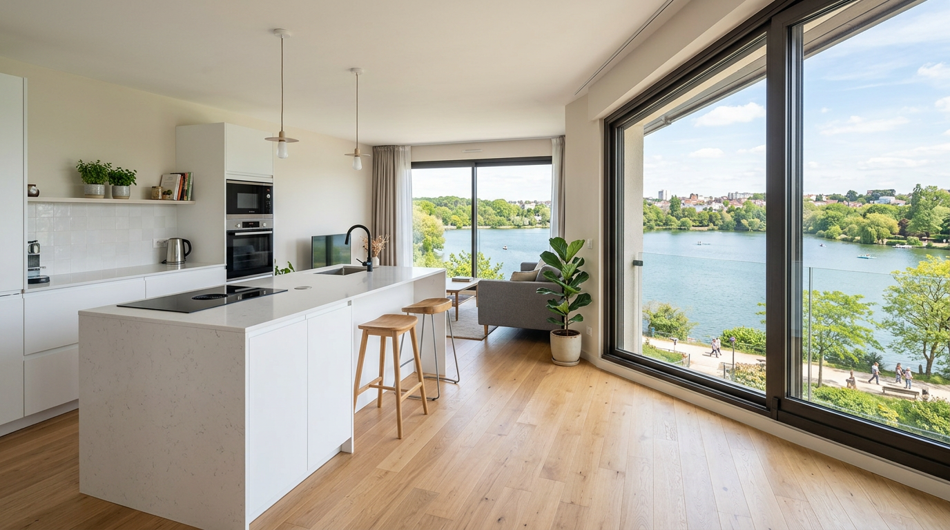 Appartement rénové à Viry-Châtillon, baie sur le lac de Viry