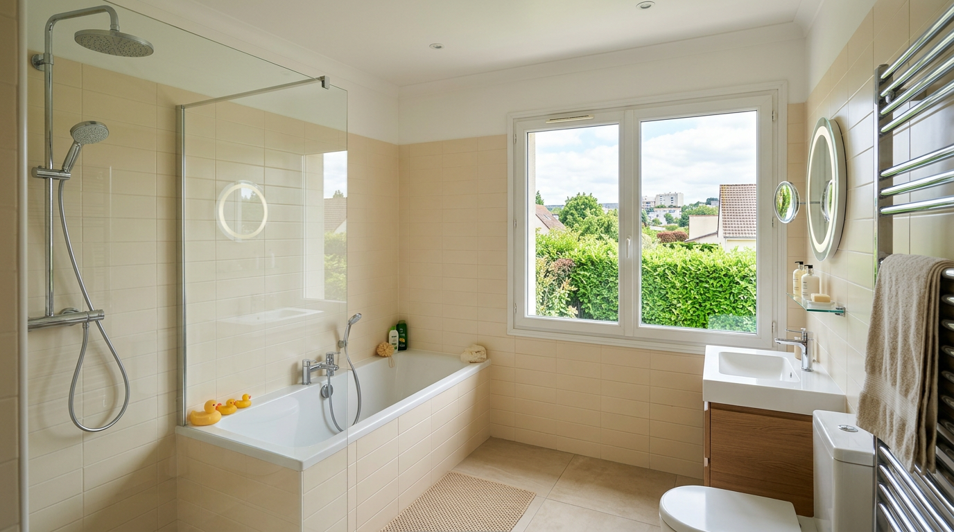 Salle de bains familiale rénovée dans une maison de lotissement à Limeil-Brévannes